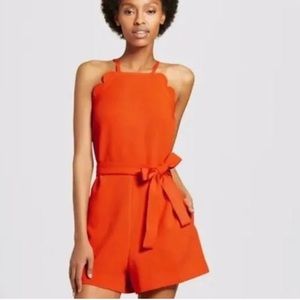 Victoria Beckham for Target Orange Scalloper Tie Romper